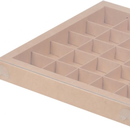 Коробка для конфет КРАФТ с пластик крышкой 24,5*24,5 *3 см (25)